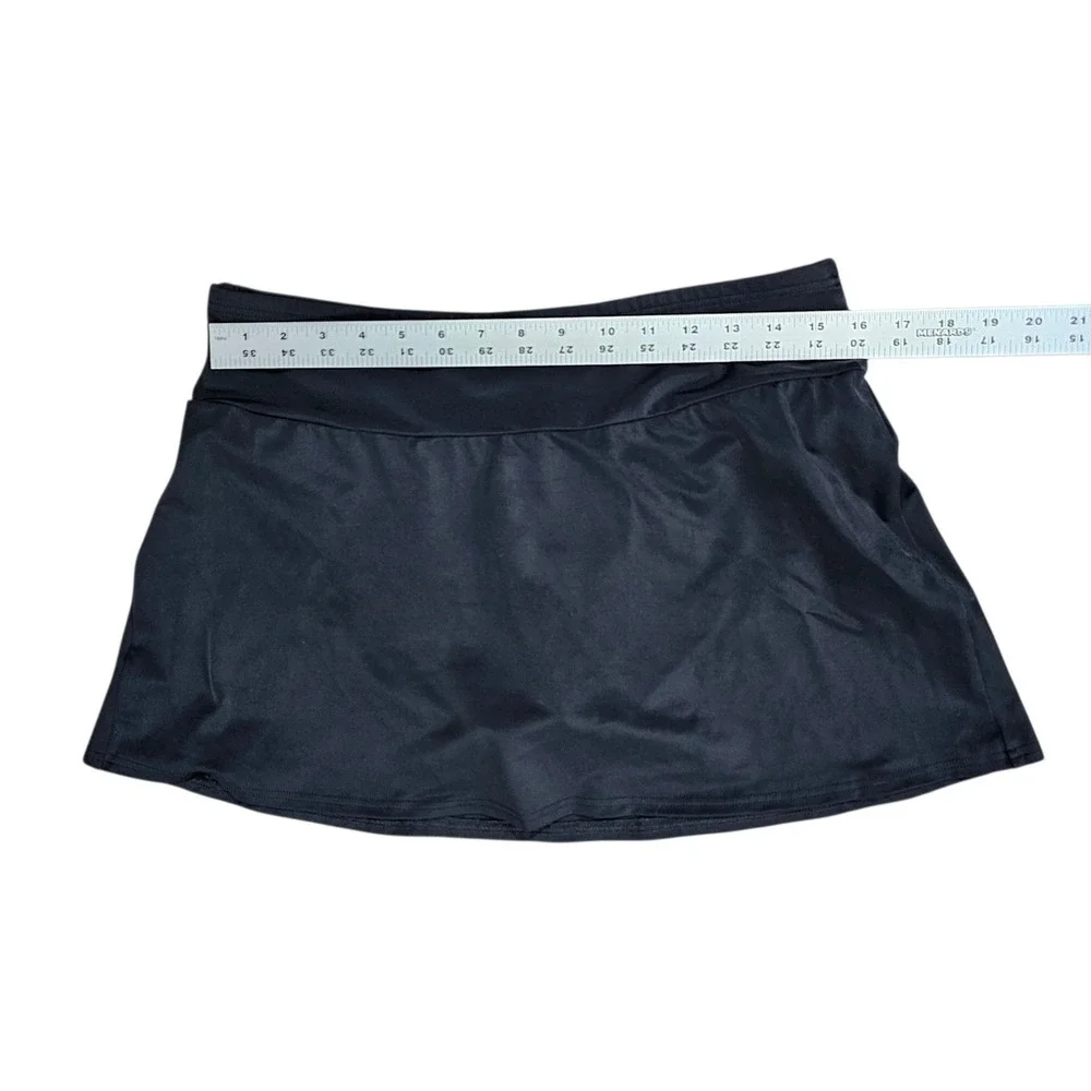 Lands' End Women 12 Black Swim Skirt Built-in Brief Skort Swimsuit Bottom